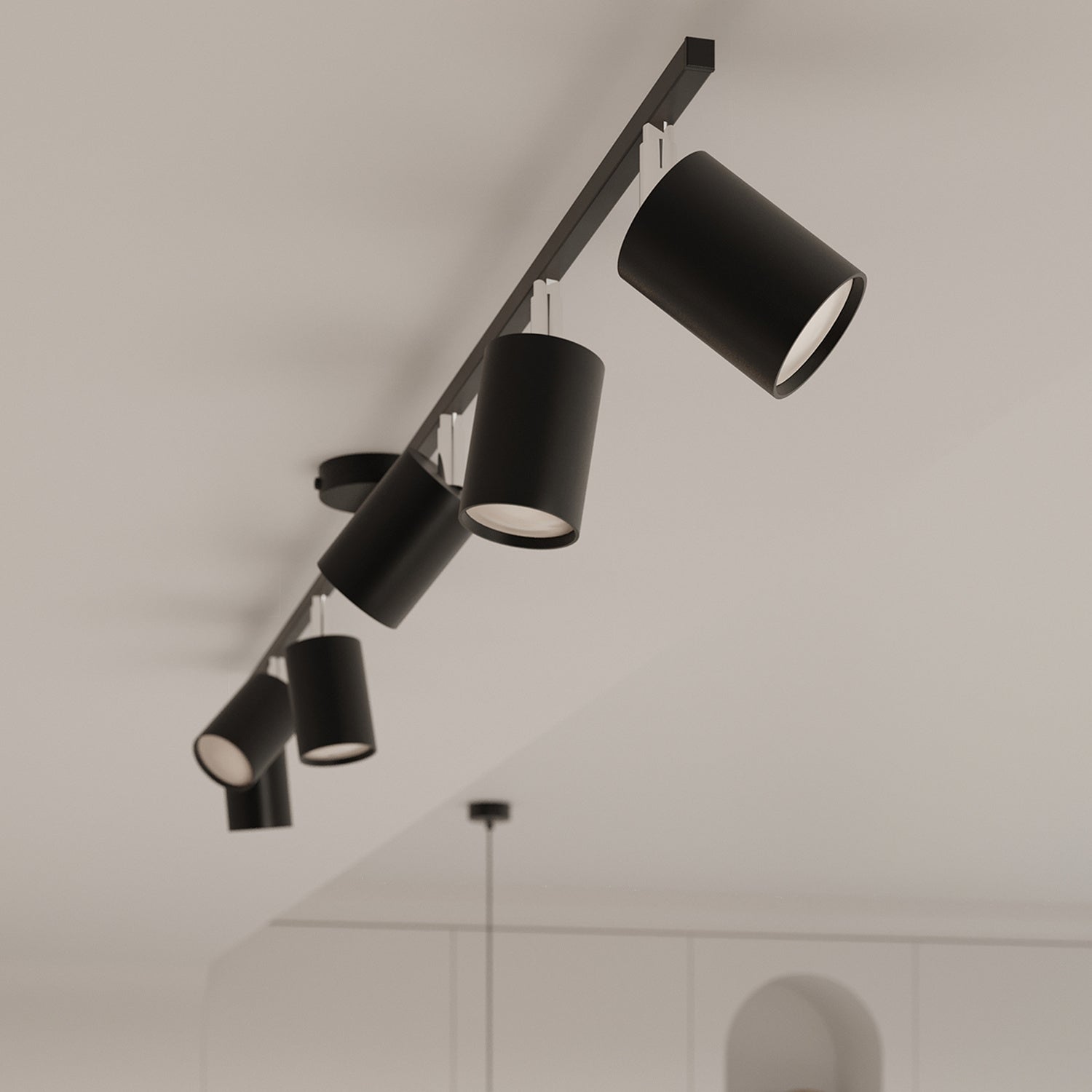 Plafonnier Lemmi 6 acier noir GU10 en ambiance