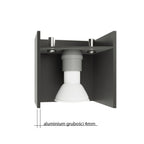 Vue en coupe du plafonnier Lobo : douille G9 et aluminium de 4 mm