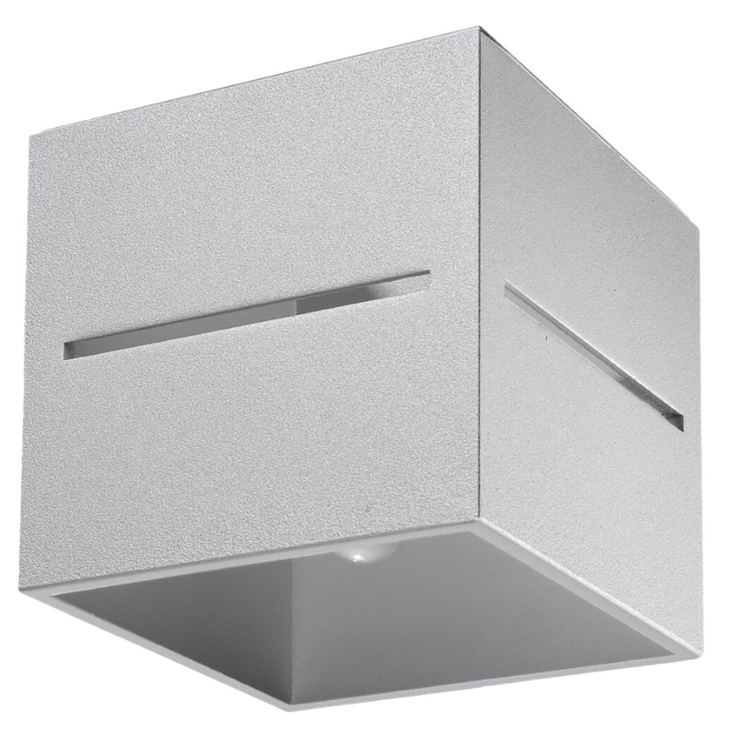 Plafonnier Lobo gris, cube en aluminium ajouré