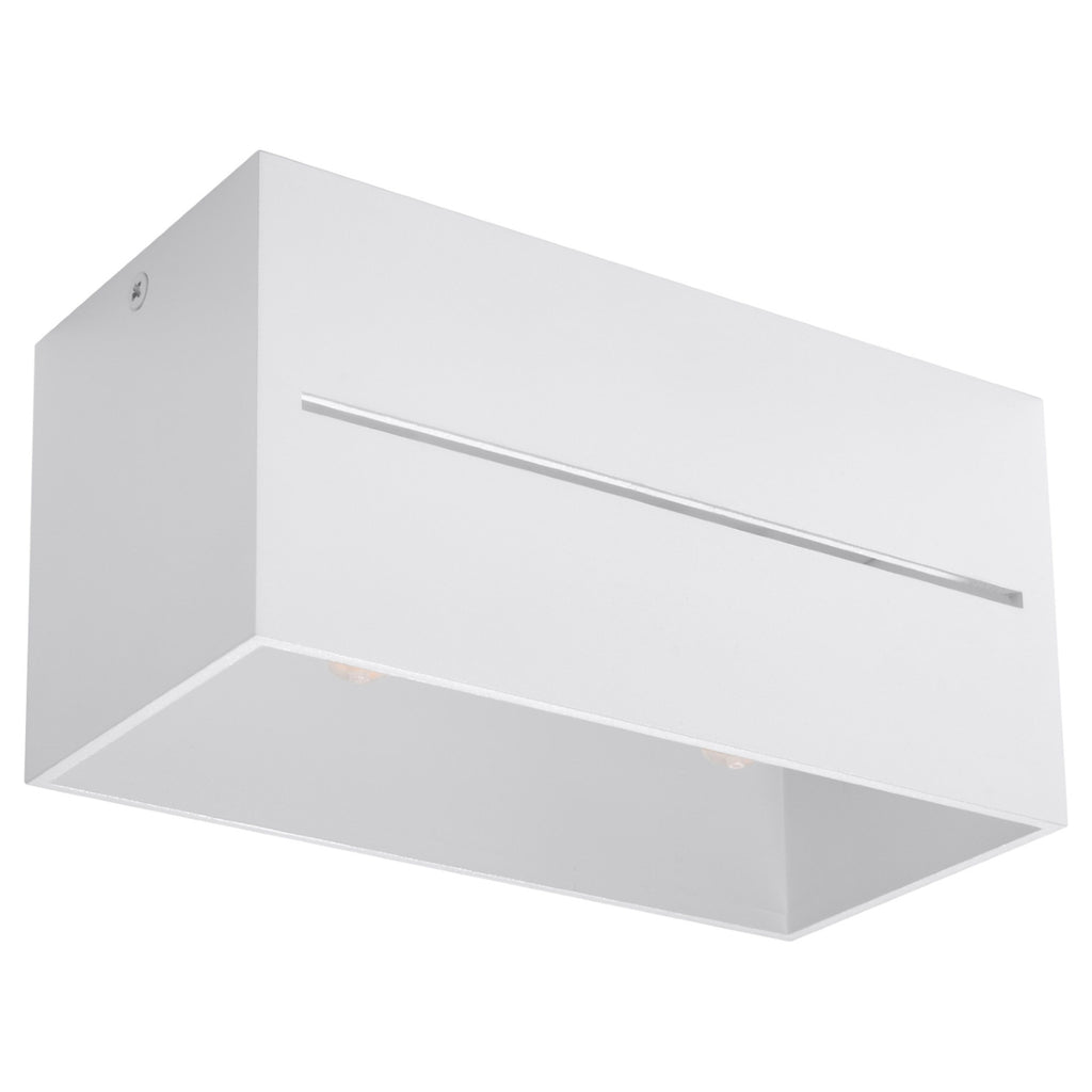 Plafonnier Lobo Maxi aluminium blanc à fente lumineuse, deux sources G9
