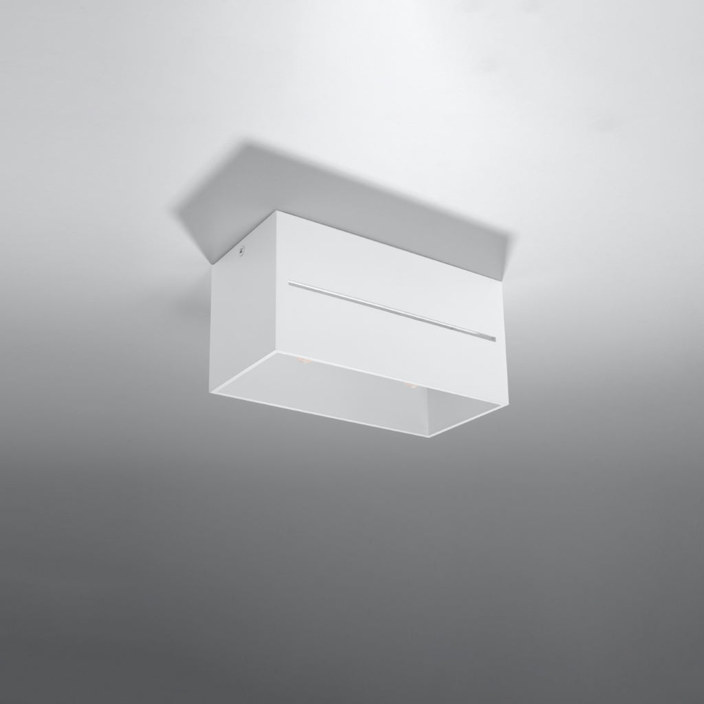 Plafonnier Lobo Maxi blanc, vue de profil et fente linéaire