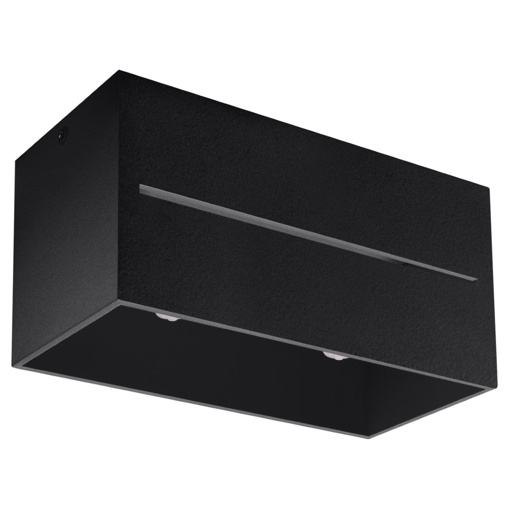 Plafonnier Lobo Maxi aluminium noir à fente lumineuse, deux sources G9