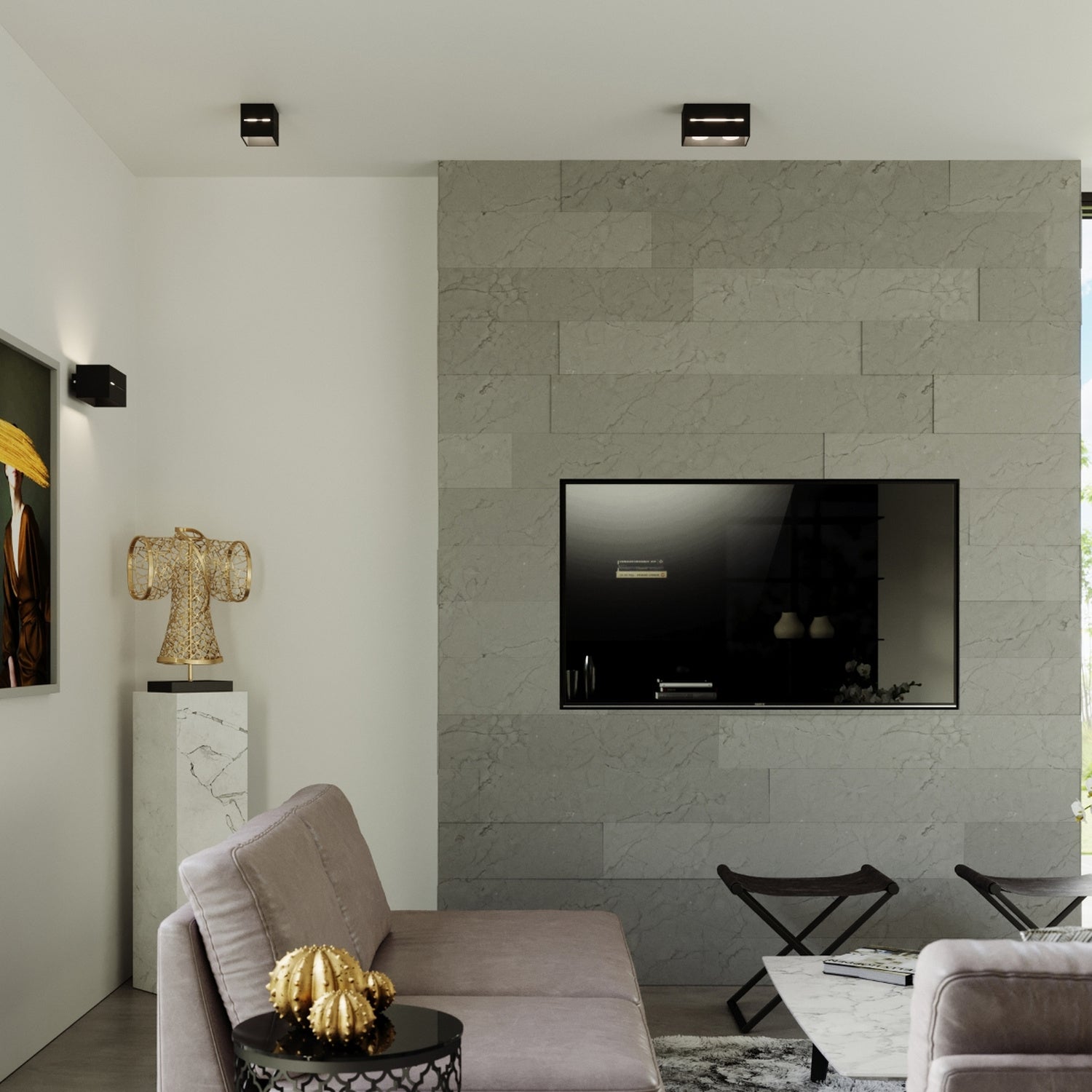 Plafonnier Lobo noir en ambiance