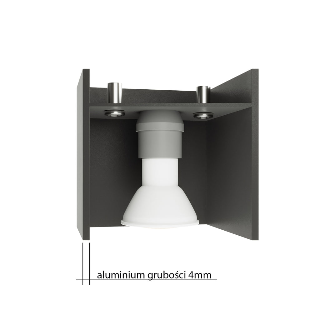 Vue en coupe du plafonnier Lobo : douille G9 et aluminium de 4 mm