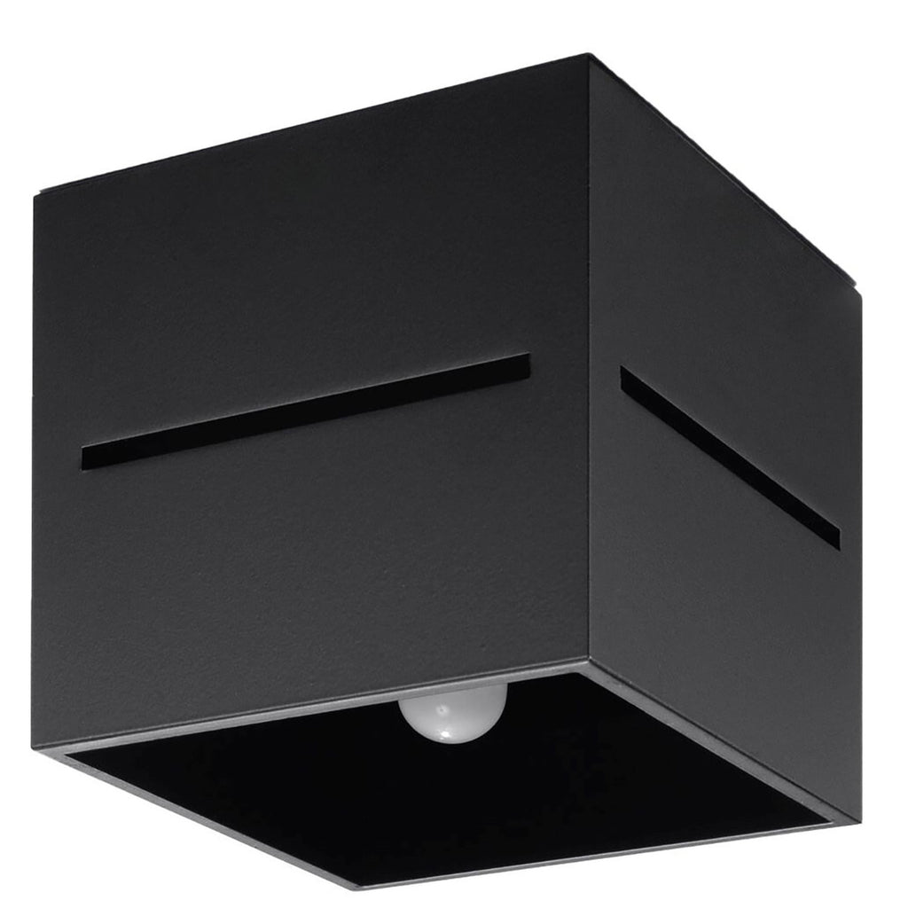 Plafonnier Lobo noir, cube en aluminium ajouré