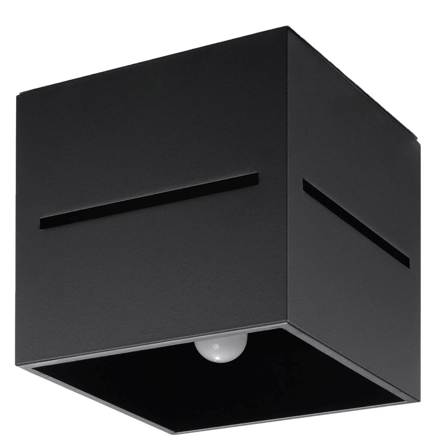 Plafonnier Lobo noir, cube en aluminium ajouré