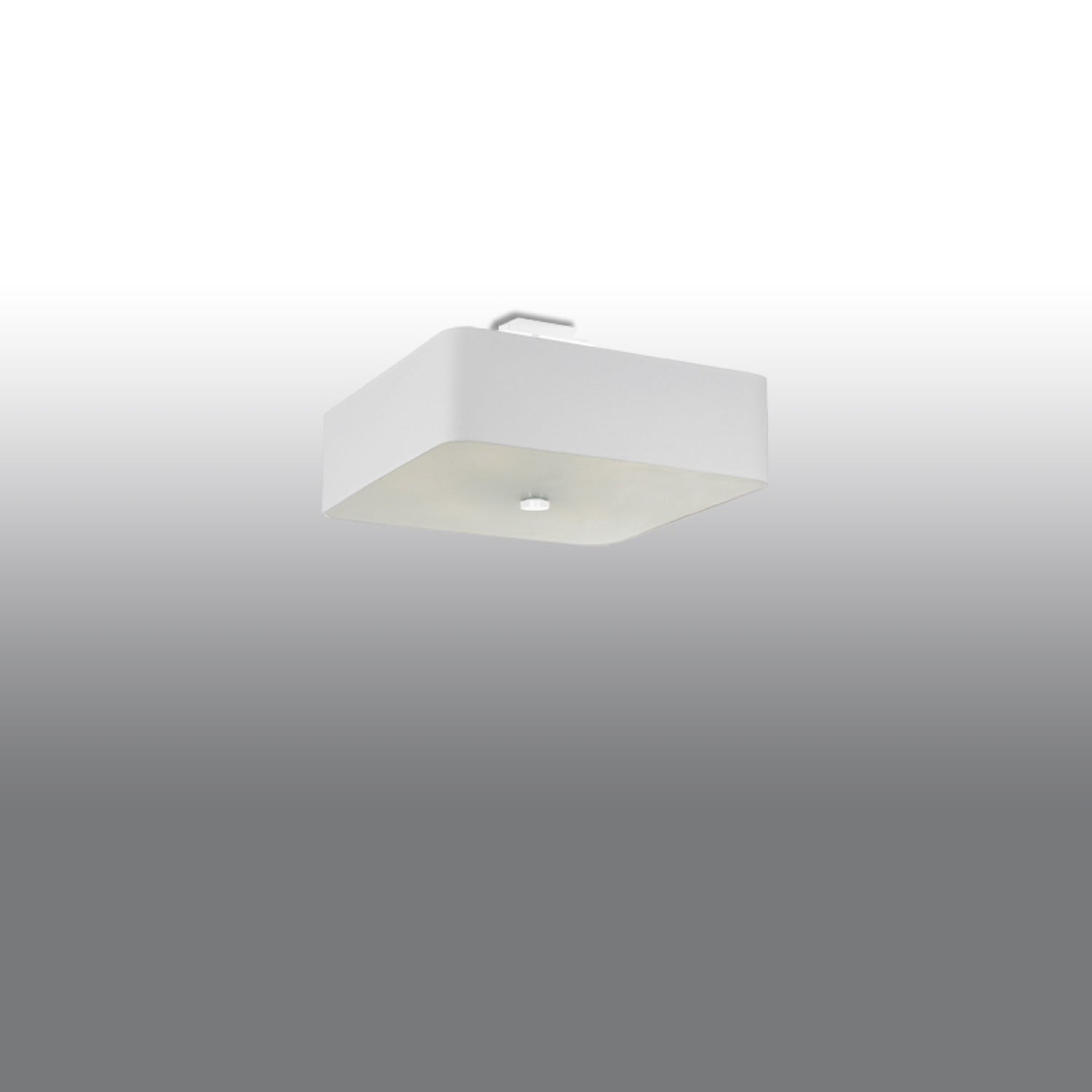 Plafonnier Lokko 45 en tissu blanc, vue montrant le diffuseur en verre dépoli