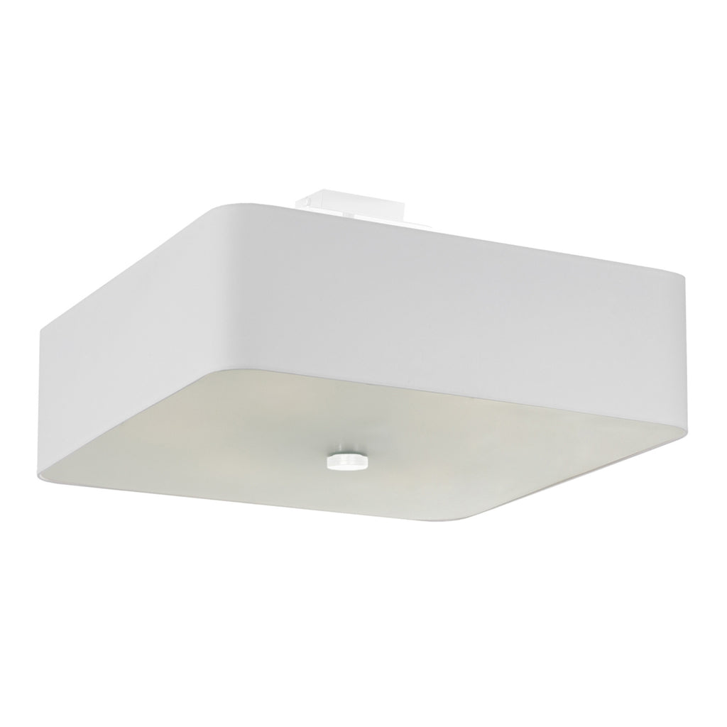 Plafonnier Lokko 45 en tissu blanc, abat-jour carré, vue de face