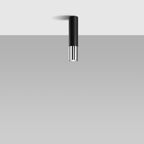 Plafonnier Loopez acier noir et chrome, détail de l'embout chromé brillant