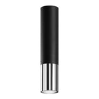 Plafonnier Loopez acier noir et chrome, tube à embout chromé