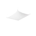 Plafonnier Luna 1 en tissu blanc tendu entre quatre plots d'angle sur fond blanc