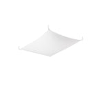 Plafonnier Luna 1 en tissu blanc tendu entre quatre plots d'angle sur fond blanc