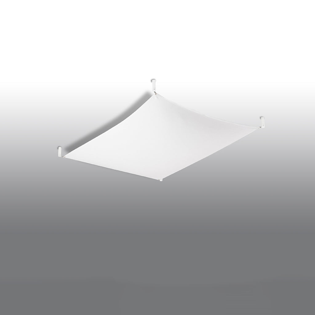 Plafonnier Luna 1 en tissu blanc, angle montrant la courbe de la toile tendue