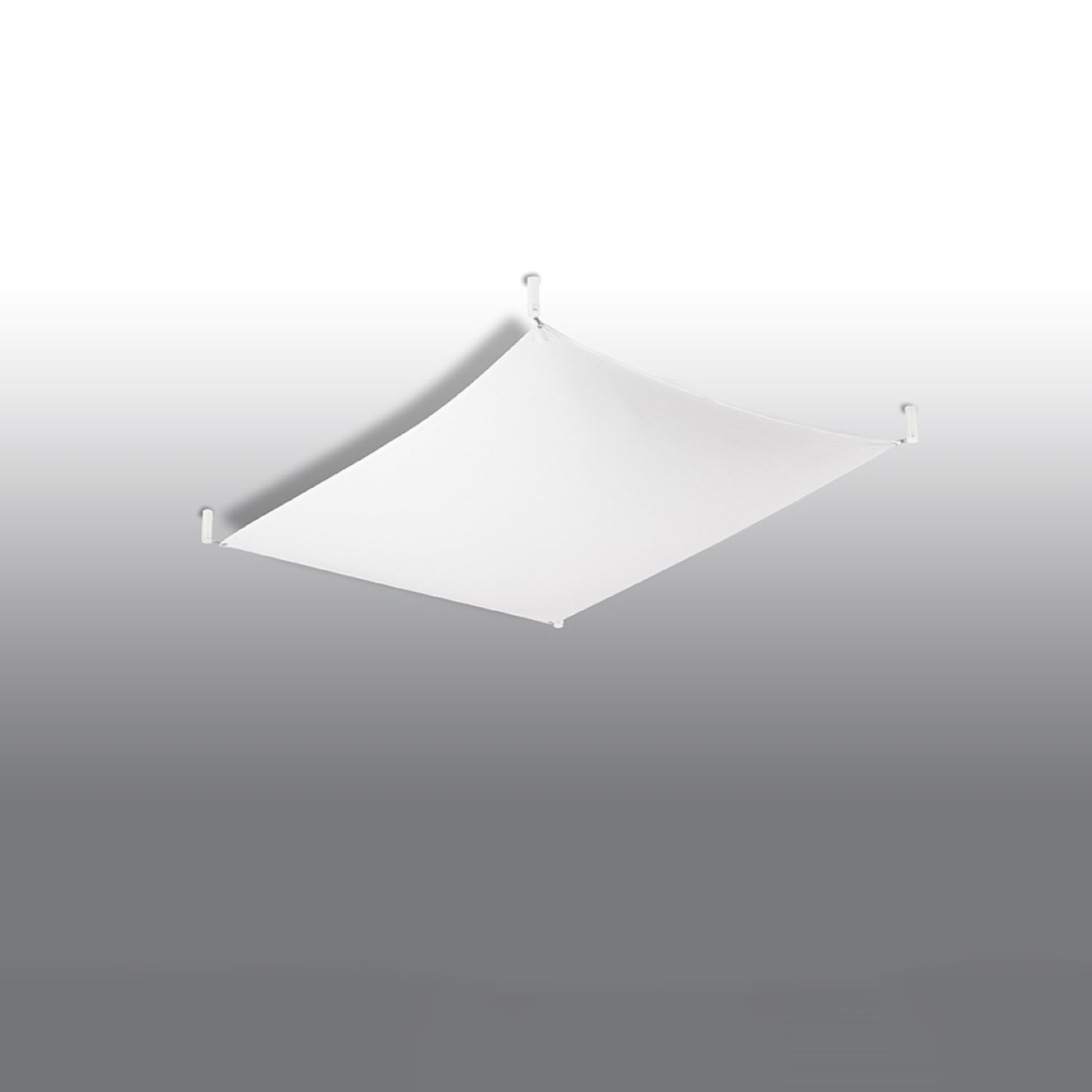 Plafonnier Luna 1 en tissu blanc, angle montrant la courbe de la toile tendue