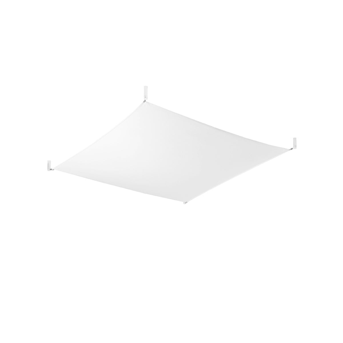 Plafonnier Luna 2 toile carrée en tissu blanc tendue sur ses quatre pieds d'angle