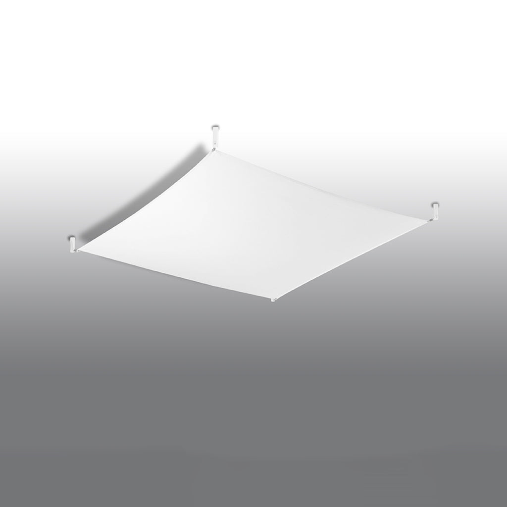 Plafonnier Luna 2 en tissu blanc, angle montrant la courbe de la toile tendue
