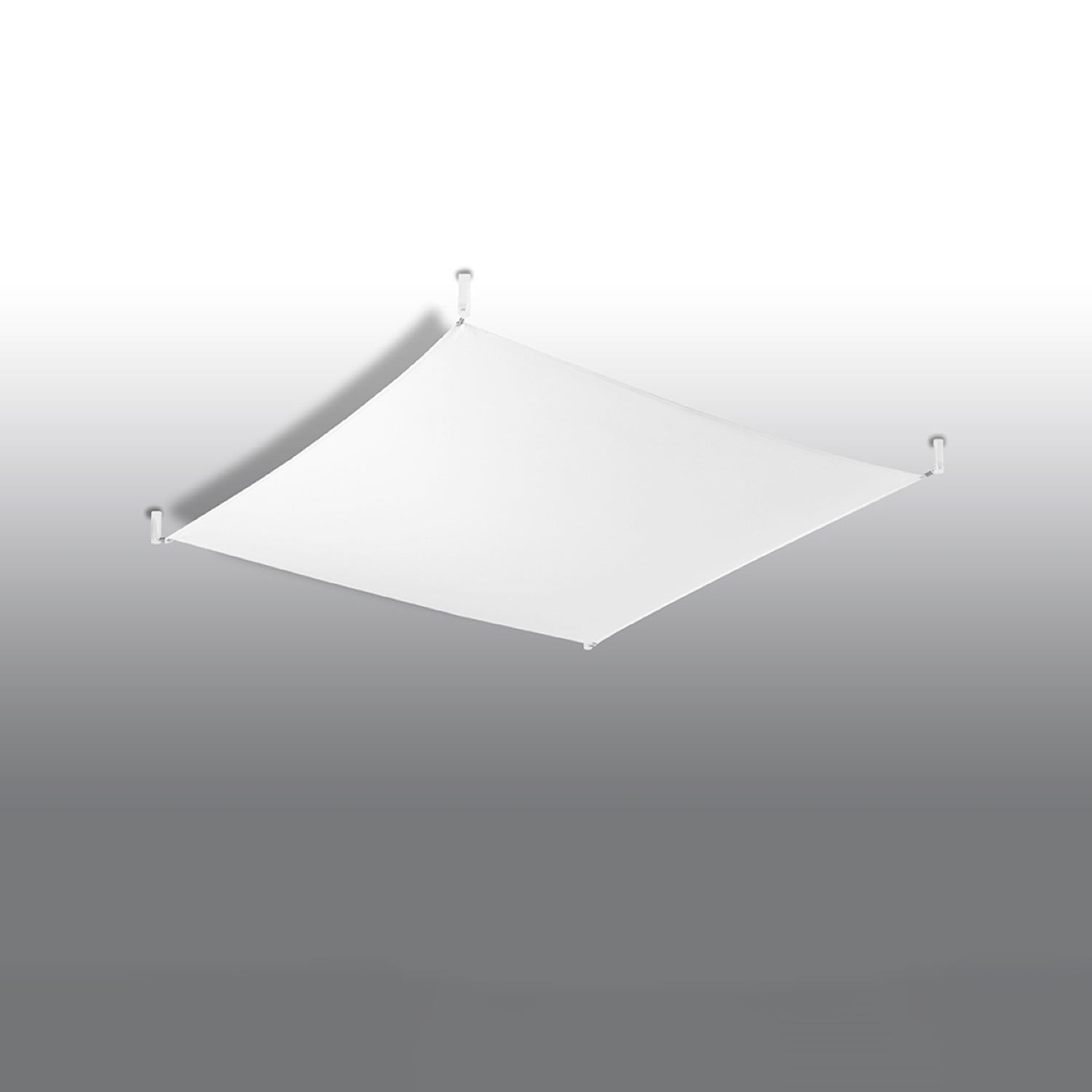 Plafonnier Luna 2 en tissu blanc, angle montrant la courbe de la toile tendue
