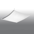 Plafonnier Luna 3 en tissu blanc, angle montrant la courbe de la toile tendue
