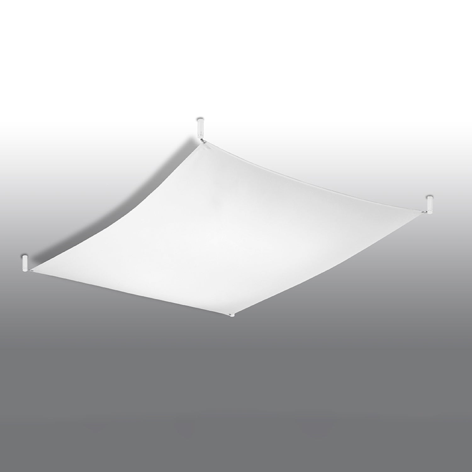 Plafonnier Luna 3 en tissu blanc, angle montrant la courbe de la toile tendue