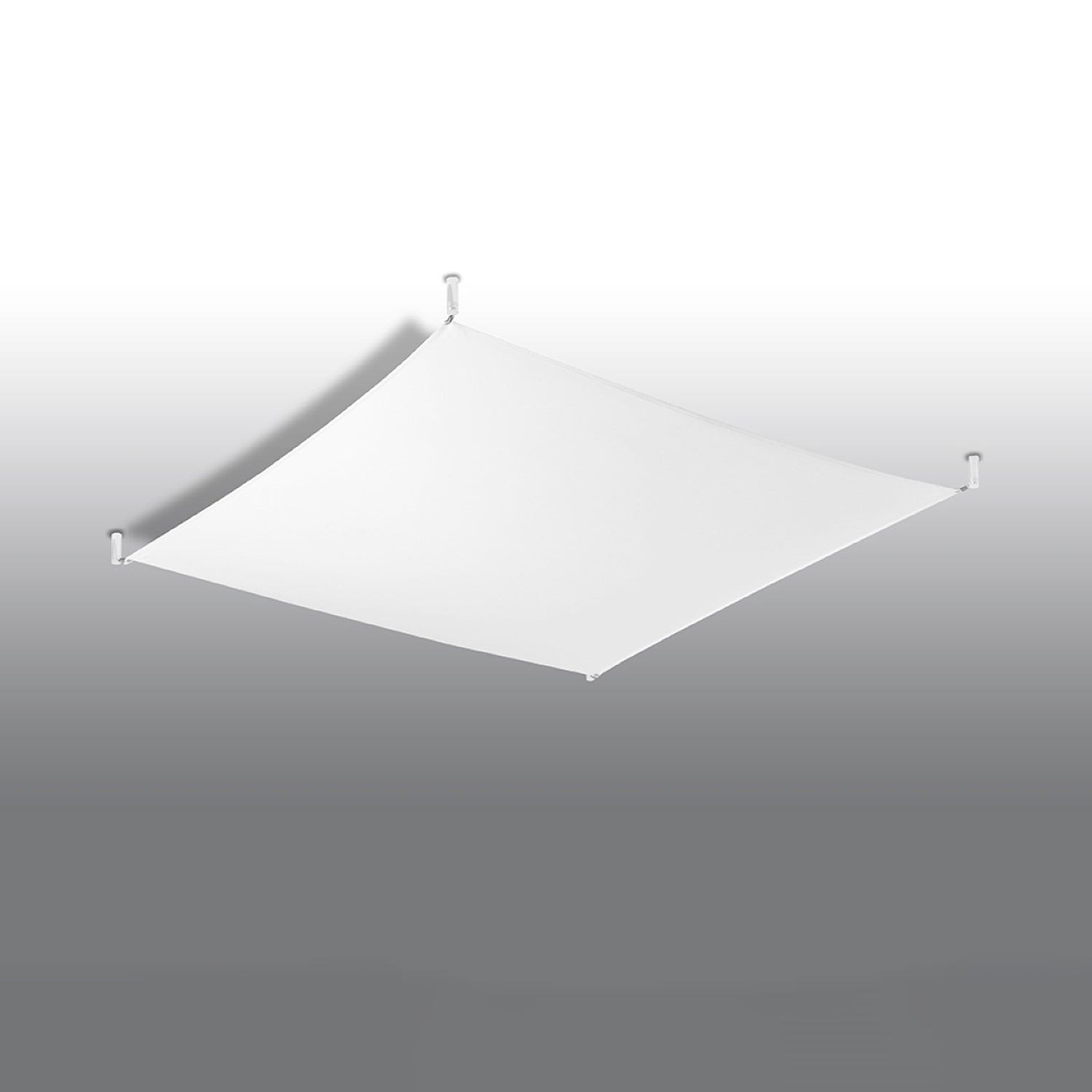 Plafonnier Luna 4 en tissu blanc, angle montrant la courbe de la toile tendue