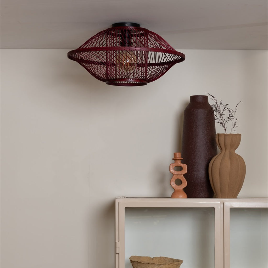 Plafonnier Maui bambou bordeaux 50 cm E27, vue 2