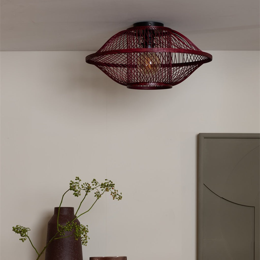 Plafonnier Maui bambou bordeaux 50 cm E27, vue 6