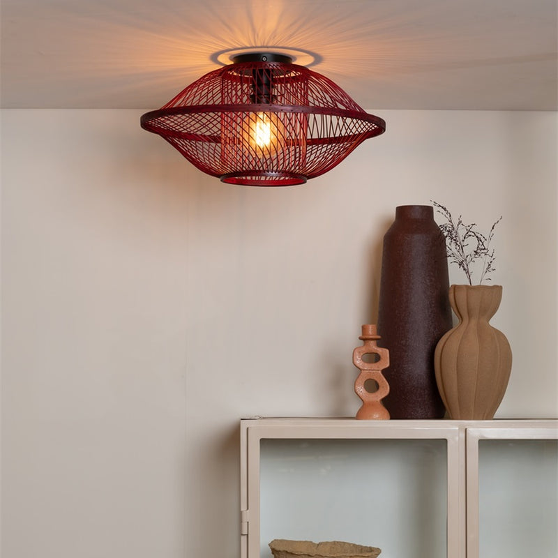 Dimensions Plafonnier Maui bambou bordeaux 50 cm E27