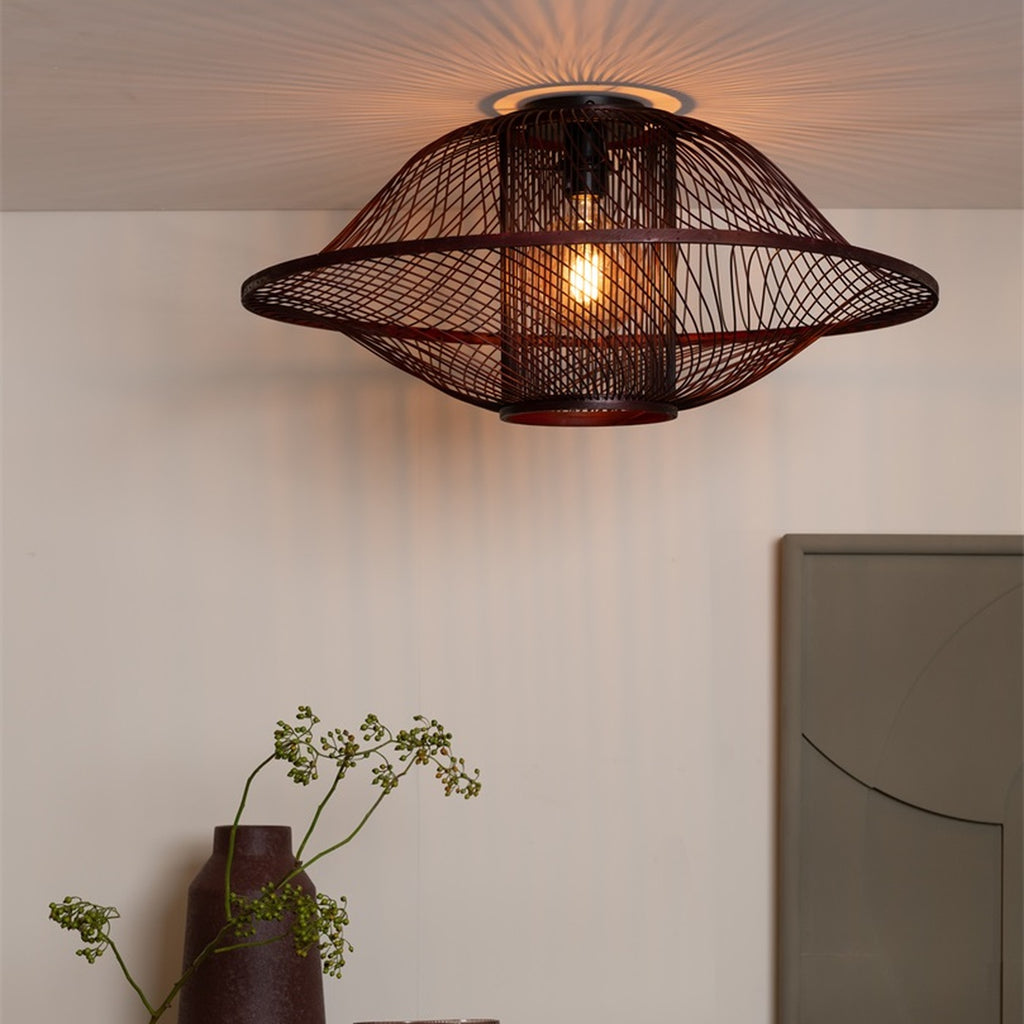 Plafonnier Maui bambou bordeaux 70 cm E27, vue 6
