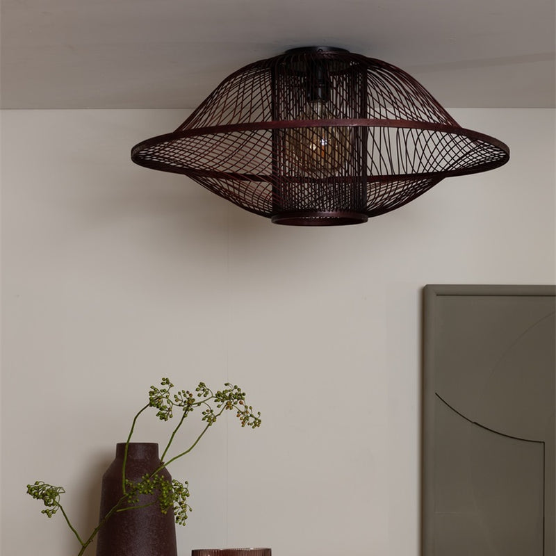 Dimensions Maui Bordeaux Bamboo Ceiling Light 70cm E27