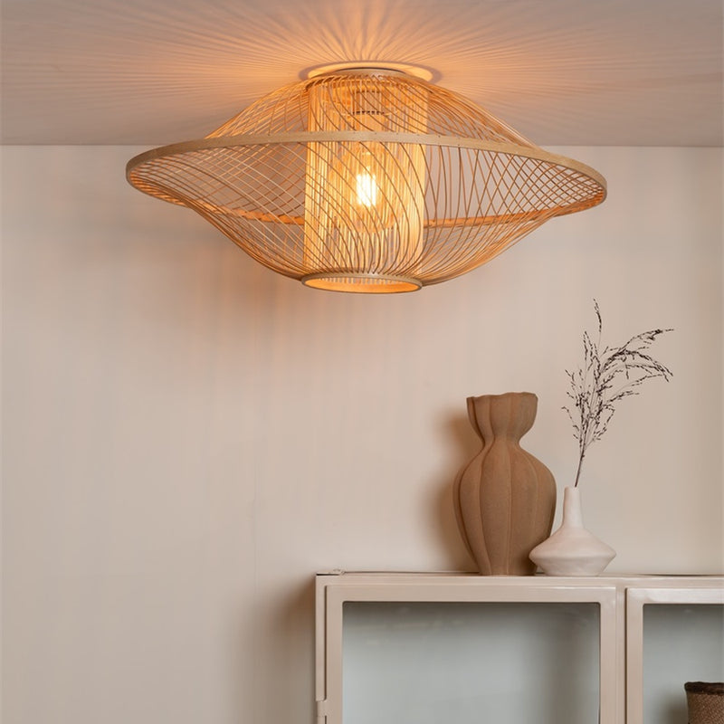 Dimensions Maui natural bamboo ceiling light 70 cm E27