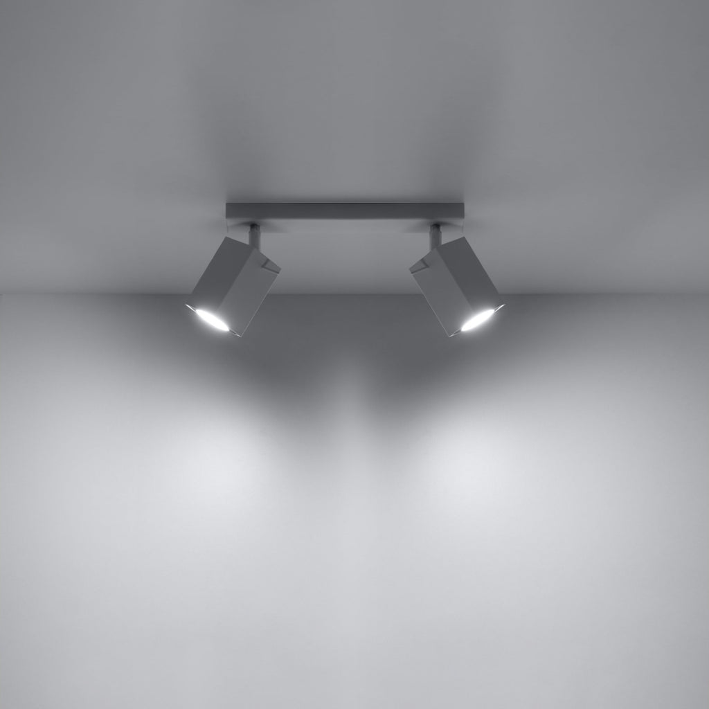 Détail des têtes carrées orientables du plafonnier Merida 2 acier blanc, douille GU10