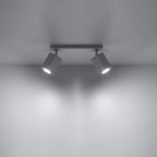 Détail des têtes carrées orientables du plafonnier Merida 2 acier blanc, douille GU10