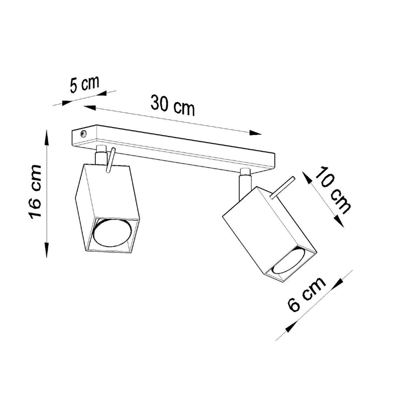 Dimensions Candeeiro de teto Merida 2 focos orientáveis GU10