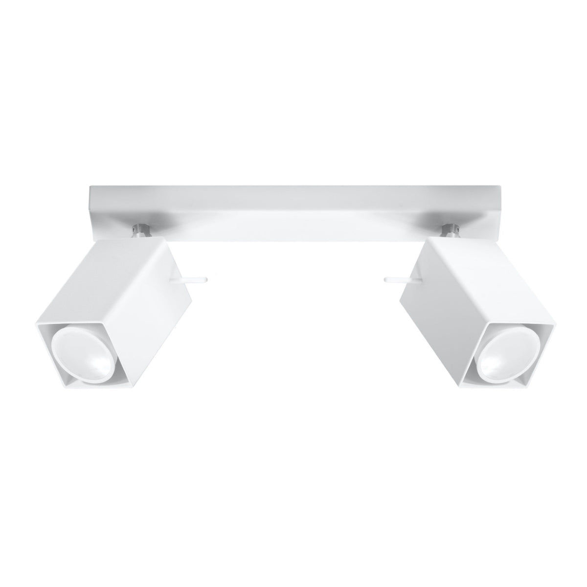 Plafonnier Merida 2 spots métal blanc deux têtes de section carrée orientables sur une barre de 30 cm
