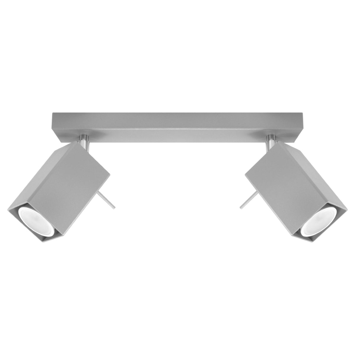 Plafonnier Merida 2 spots métal gris deux têtes de section carrée orientables sur une barre de 30 cm