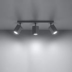 Détail des têtes carrées orientables du plafonnier Merida 3 acier blanc, douille GU10