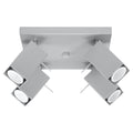 Plafonnier Merida 4, quatre spots orientables à tête carrée en acier gris