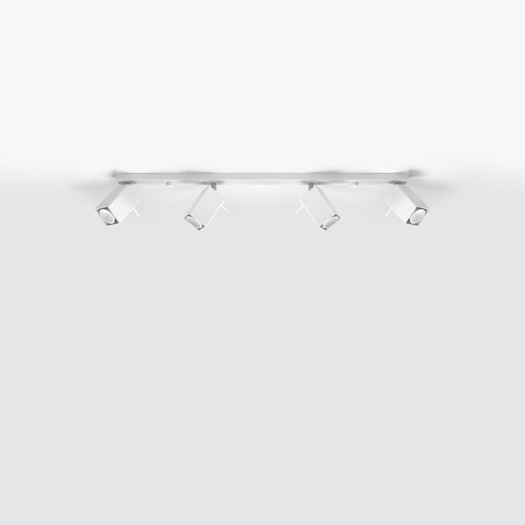 Plafonnier Merida rampe 4 spots acier blanc GU10, vue de profil