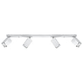 Plafonnier Merida rampe de 4 spots à tête carrée orientables en acier blanc sur une barre