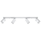 Plafonnier Merida rampe de 4 spots à tête carrée orientables en acier blanc sur une barre