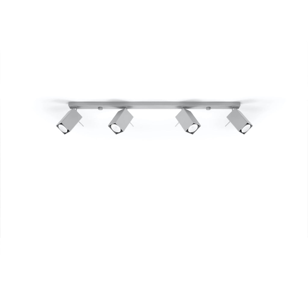 Plafonnier Merida rampe 4 spots acier gris GU10, vue de profil