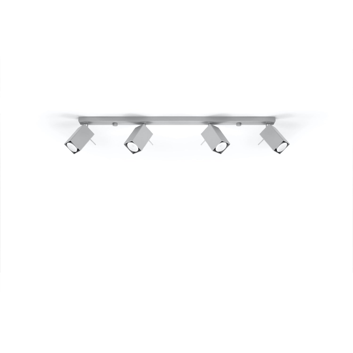 Plafonnier Merida rampe 4 spots acier gris GU10, vue de profil