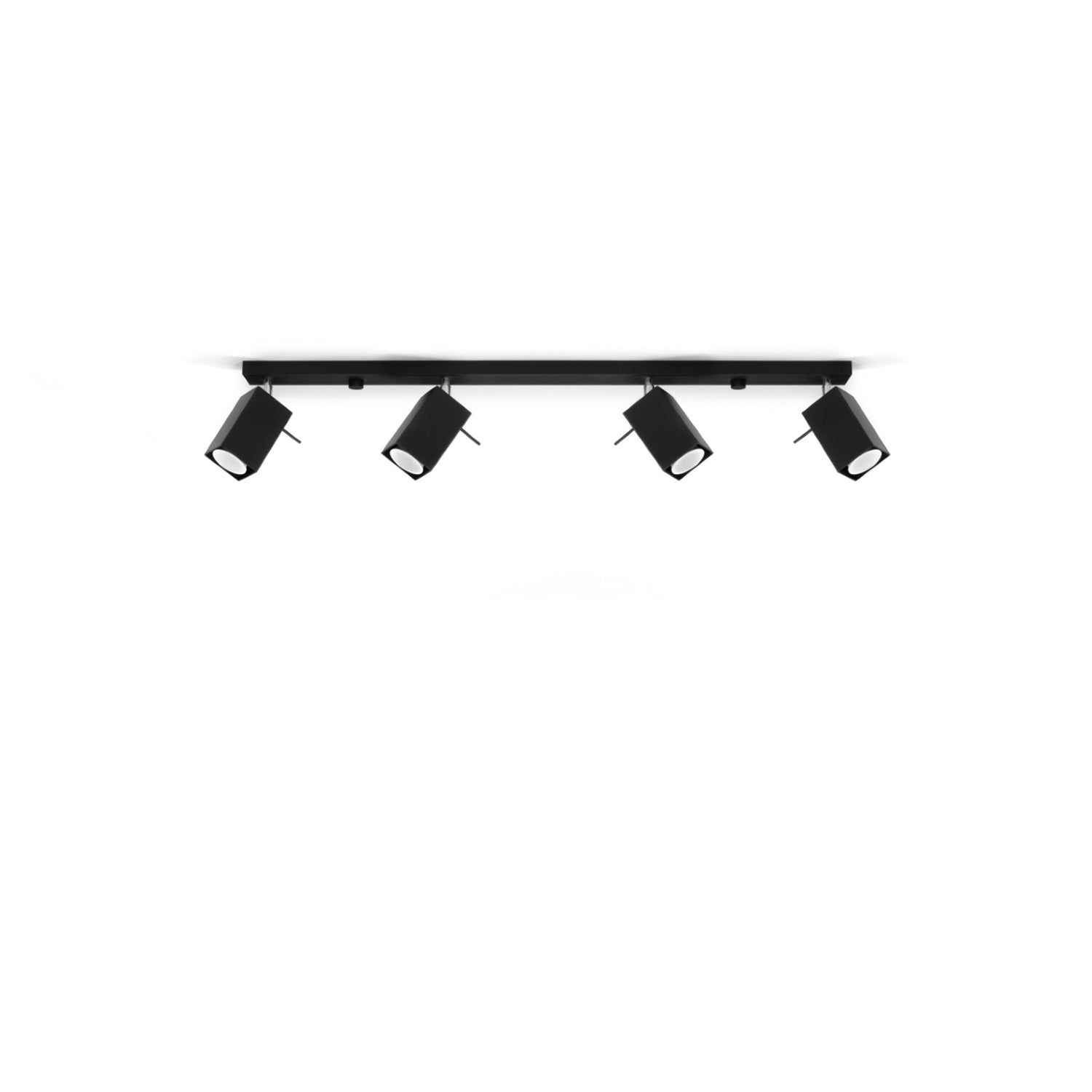 Plafonnier Merida rampe 4 spots acier noir GU10, vue de profil