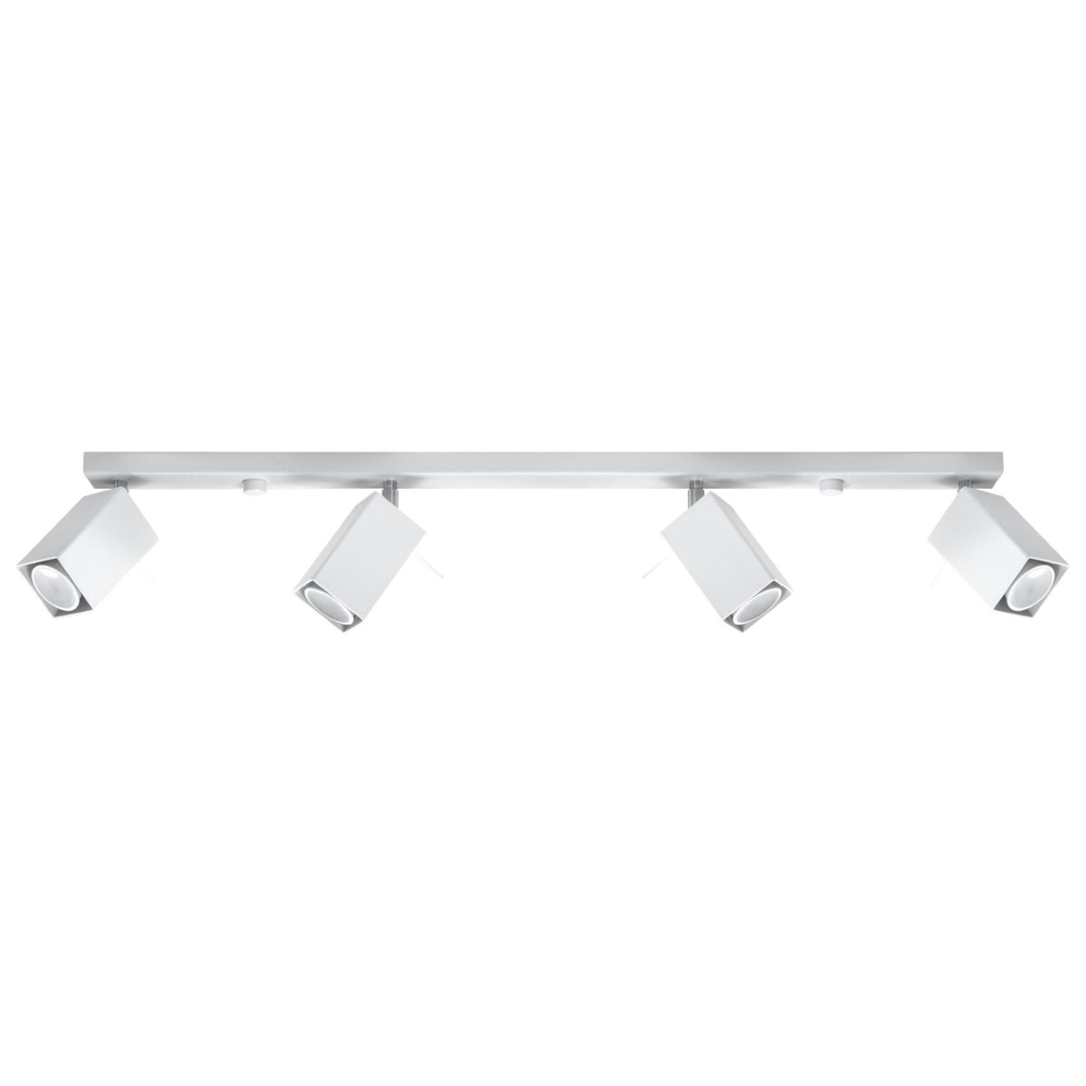Rampe Merida 4 spots métal blanc quatre têtes de section carrée orientables sur une barre de 80 cm