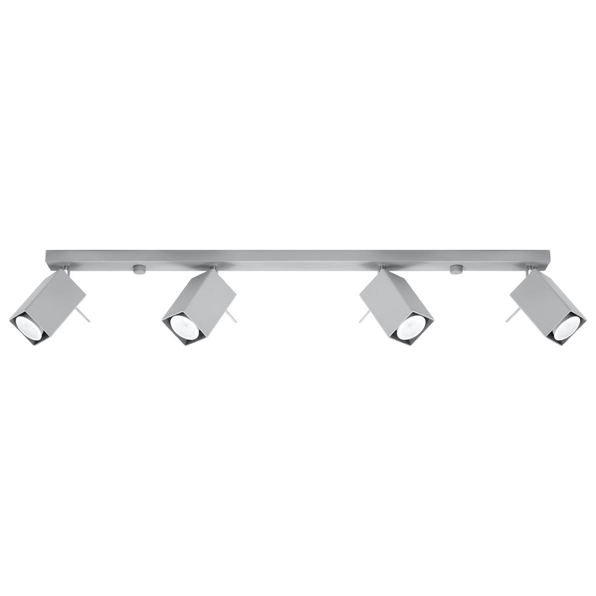Rampe Merida 4 spots métal gris quatre têtes de section carrée orientables sur une barre de 80 cm
