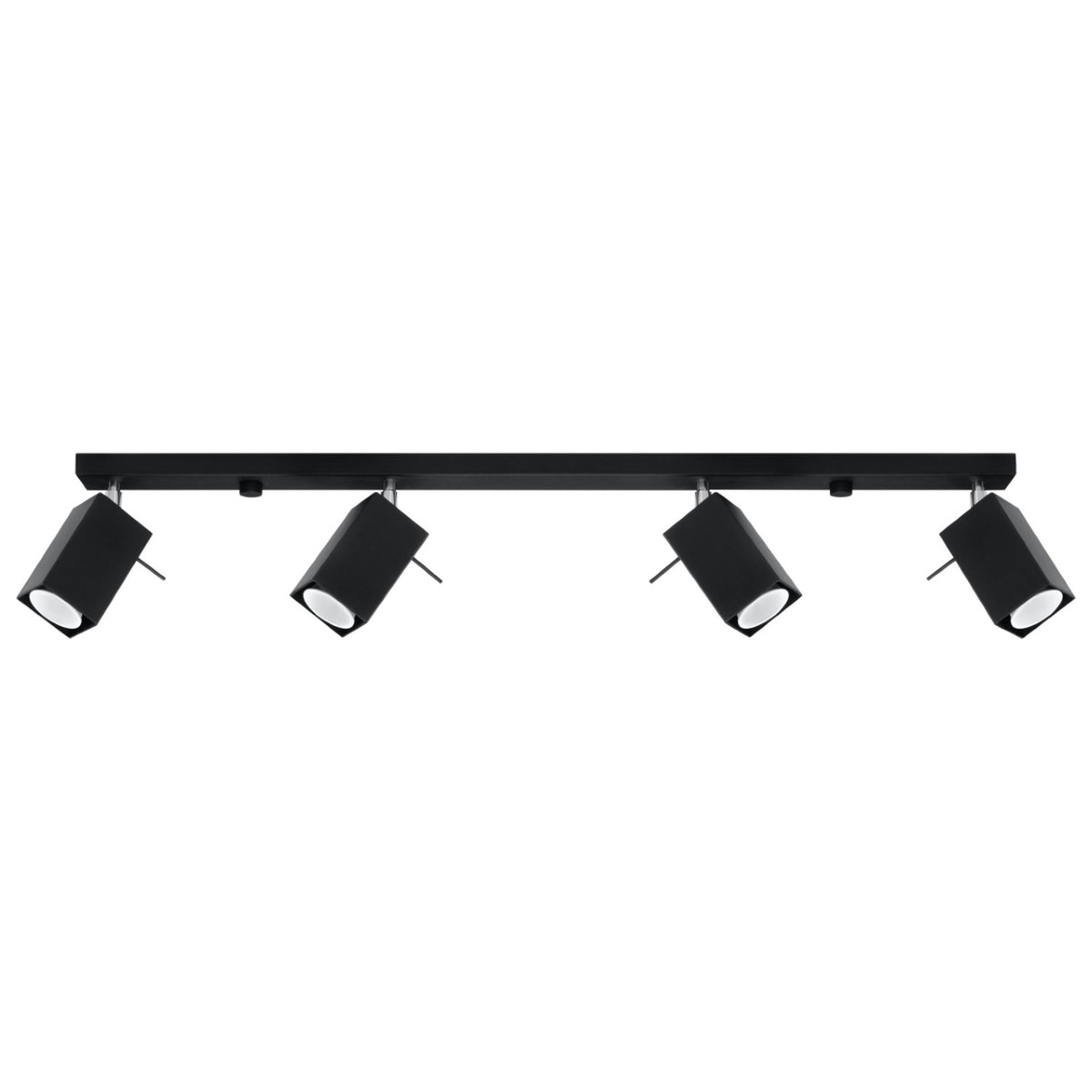 Rampe Merida 4 spots métal noir quatre têtes de section carrée orientables sur une barre de 80 cm