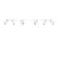 Plafonnier Merida rampe de 6 spots à tête carrée orientables en acier blanc sur une barre