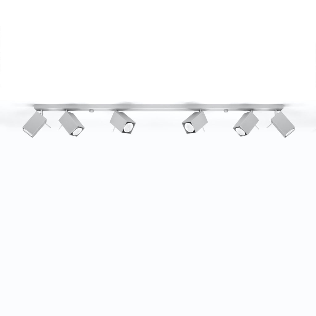 Plafonnier Merida rampe 6 spots acier gris GU10, vue de profil