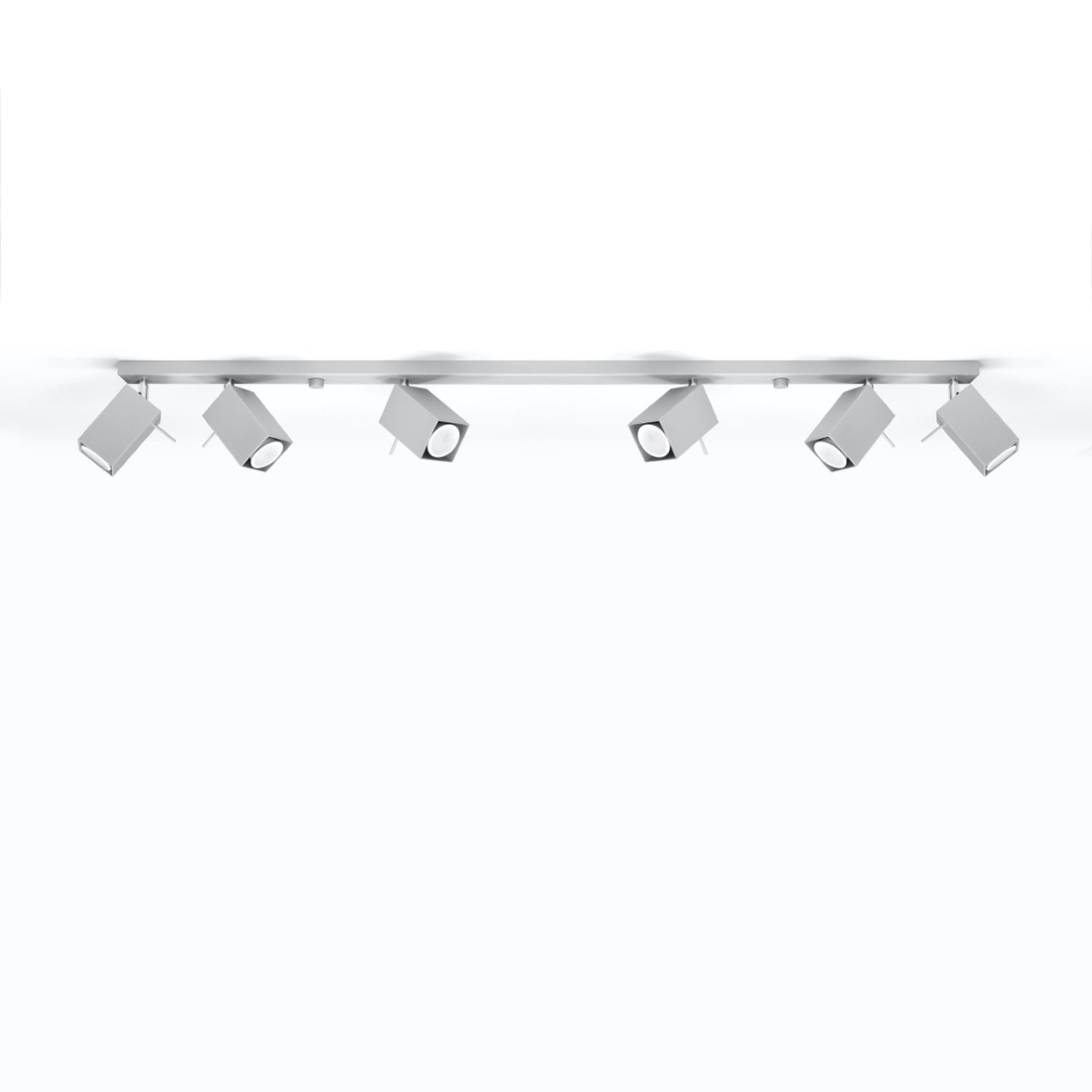 Plafonnier Merida rampe 6 spots acier gris GU10, vue de profil