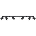 Plafonnier Merida rampe de 6 spots à tête carrée orientables en acier noir sur une barre